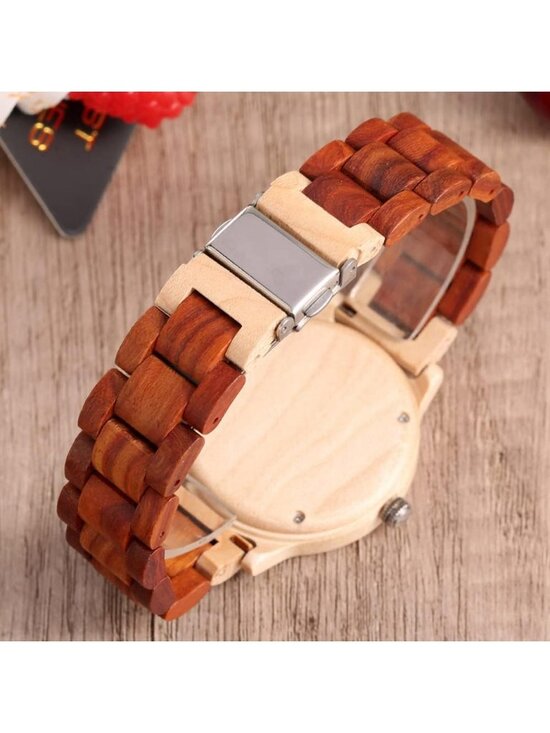 Women\'s Pink Analog Quartz Couples Colorful Bamboo Classic Design Wooden Watch main image 5
